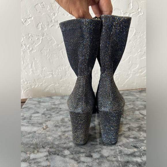 Sam Edelman Boots Calexa Ankle Block Heel Sparkle Blue BNWT Size 6 - Picture 4 of 12